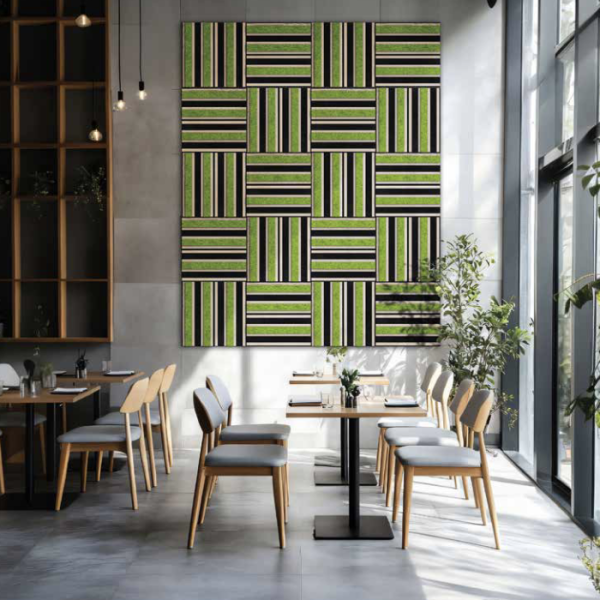 Panou acustic din licheni stabilizați Mondrian
